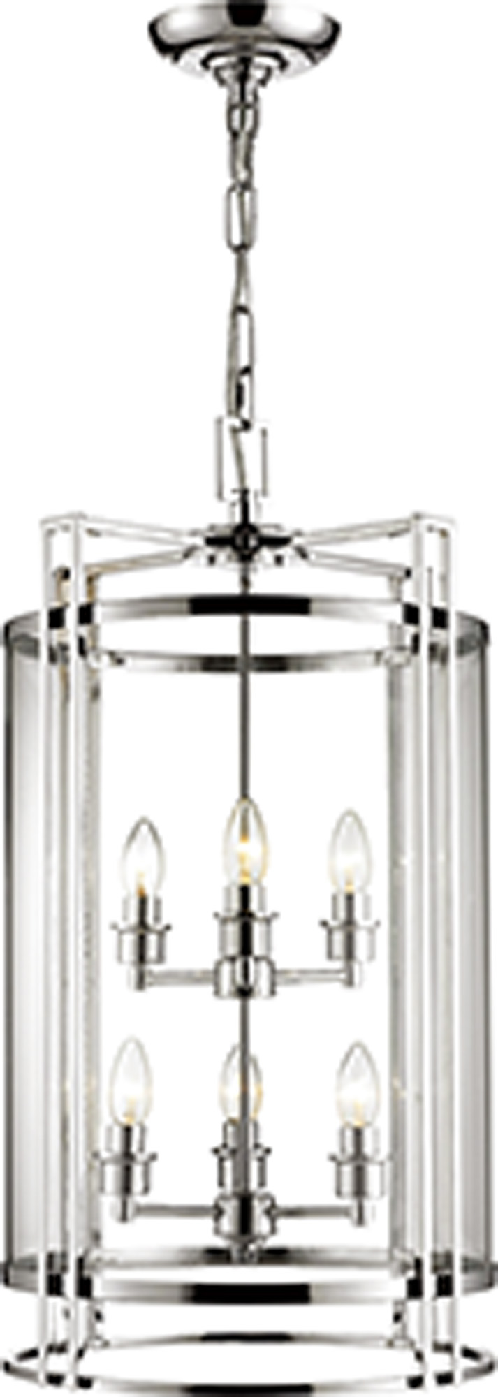 IL31084  Eaton Glass Pendant 6 Light Polished Chrome